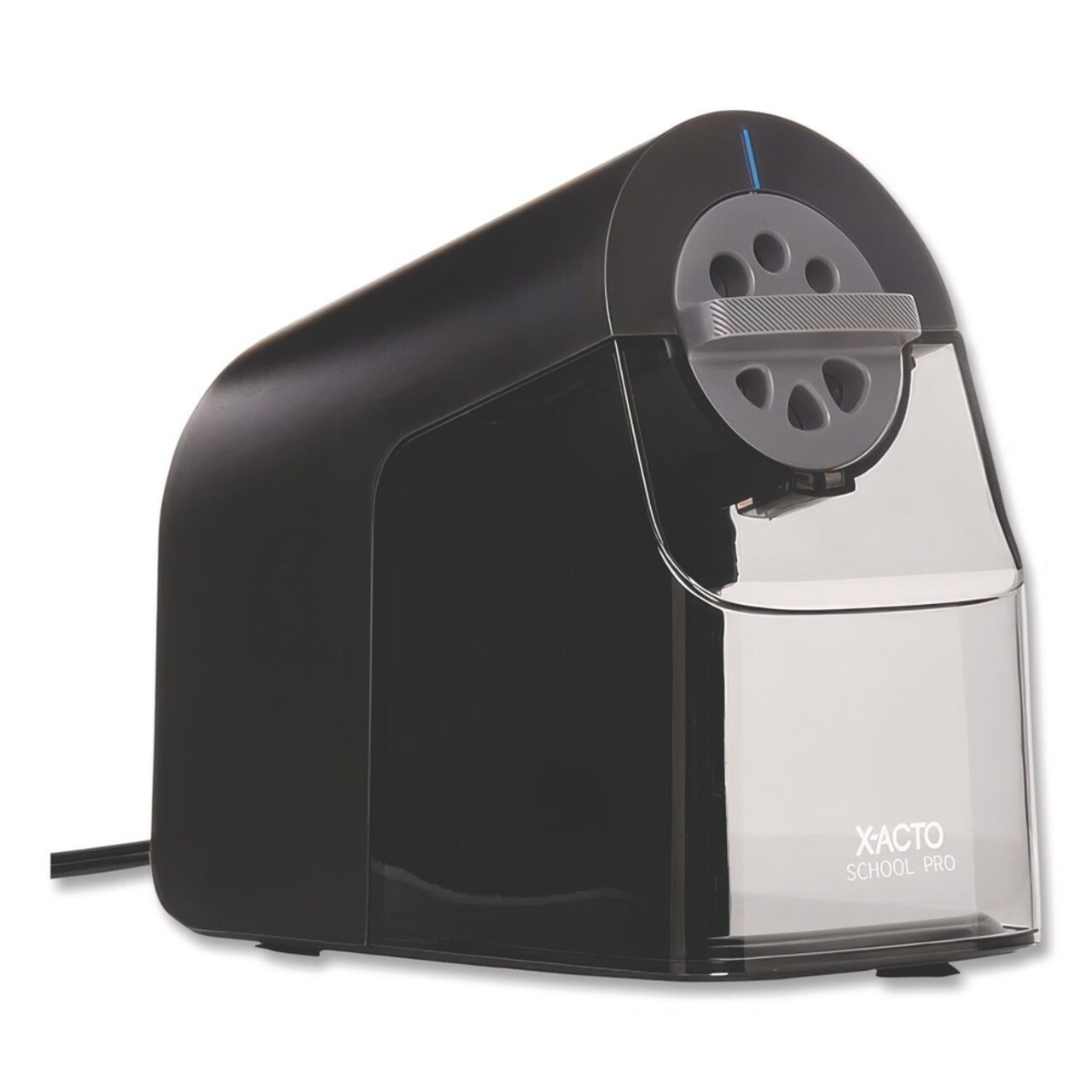 X-ACTO Model 1670 School Pro AC-Powered 4 in. x 7.5 in. x 7.5 in. Classroom Electric Pencil Sharpener - Black/Gray/Smoke